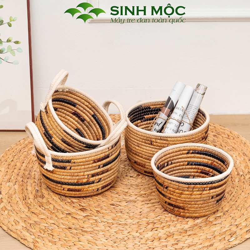{Xuất khẩu} Giỏ lục bình đựng đồ, decor bàn làm việc, giỏ lục bình trồng cây - M1003