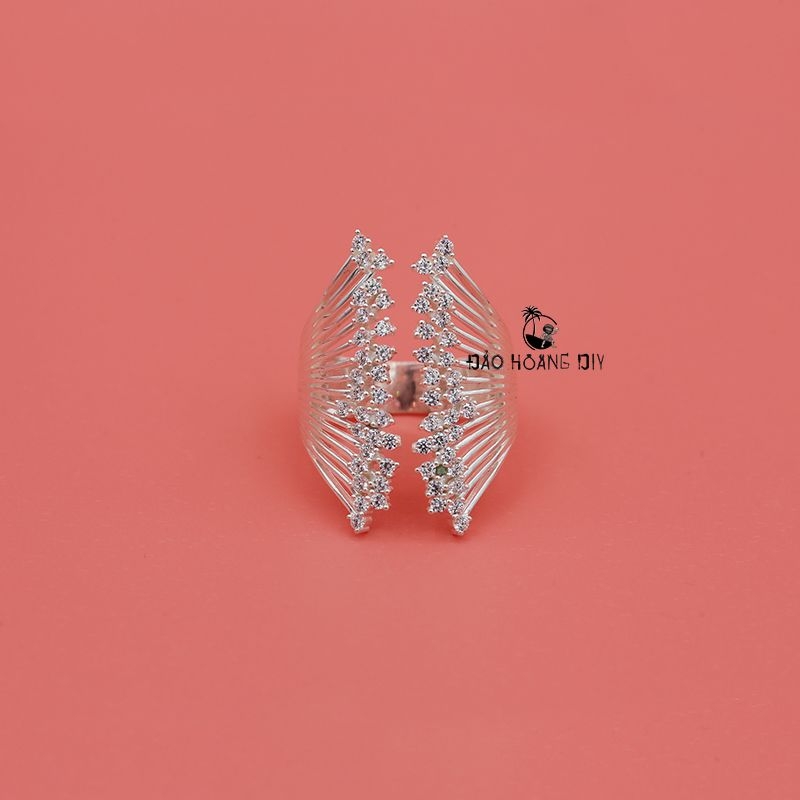 Nhẫn bạc nữ đeo ngón trỏ mặt nhẫn dài đẹp xuất sắc PVN681