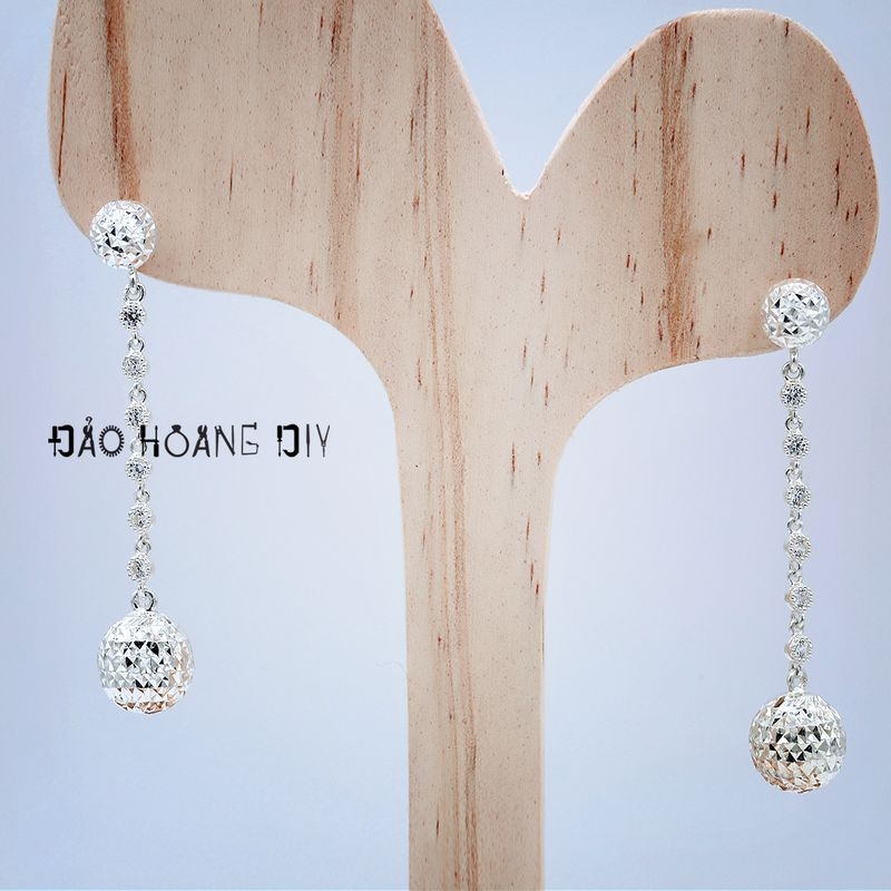 Bông tai bạc S950 Dior dáng dài  PVN12