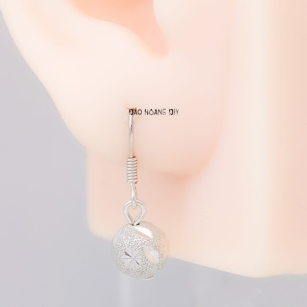 Khuyên Tai Bạc Nữ S990 Quả Cầu Công Nghệ Phay Sáng Đẹp H2410240053