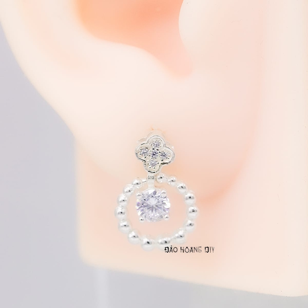 Bông Tai Bạc Nữ Kiểu Nụ S925 Cỏ 4 Lá Cùng Vòng Chuỗi Hạt Xinh Xinh H2410240074