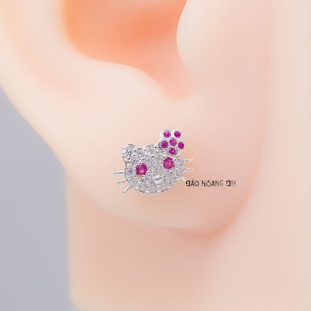 Bông Tai Bạc Cho Bé Kiểu Nụ Mặt Mèo Kitty H2410220037