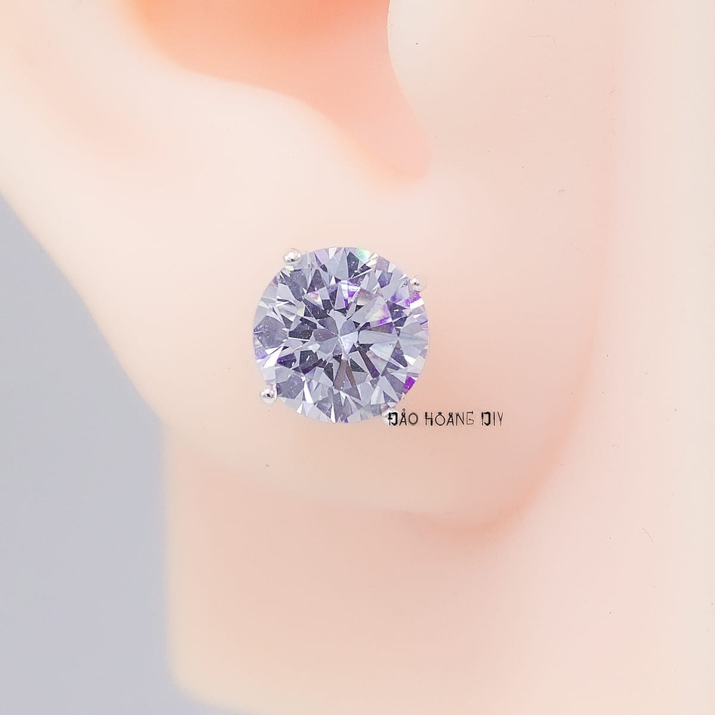 Bông Tai Bạc Nữ Kiểu Nụ Chốt Vặn Đá 9 Ly SangTrọng Cuốn Hút H2410230087