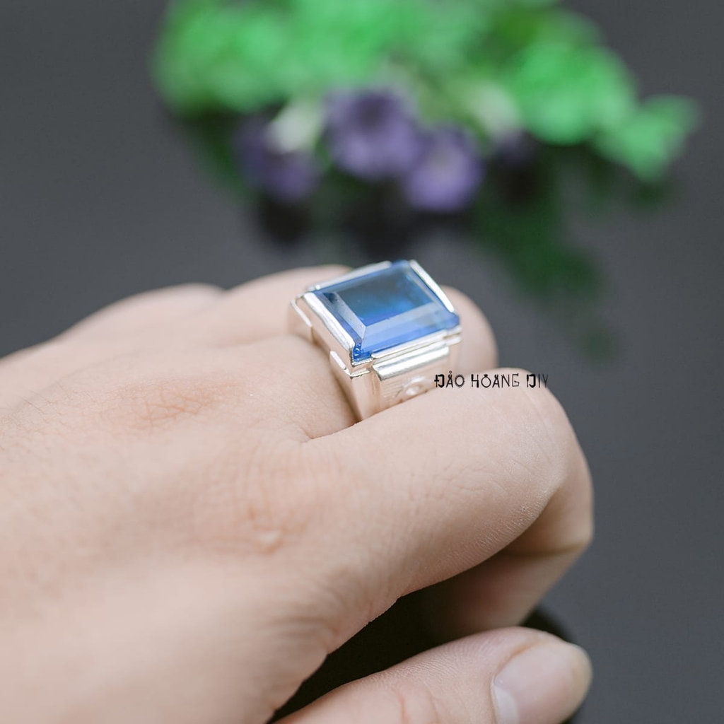 Nhẫn Bạc Nam Phong Thủy Đá Xanh Dương N2408200001