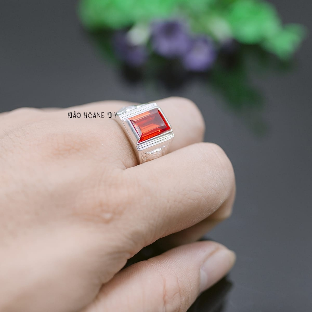 Nhẫn Bạc Nam Phong Thủy Đá Đỏ N2408080005