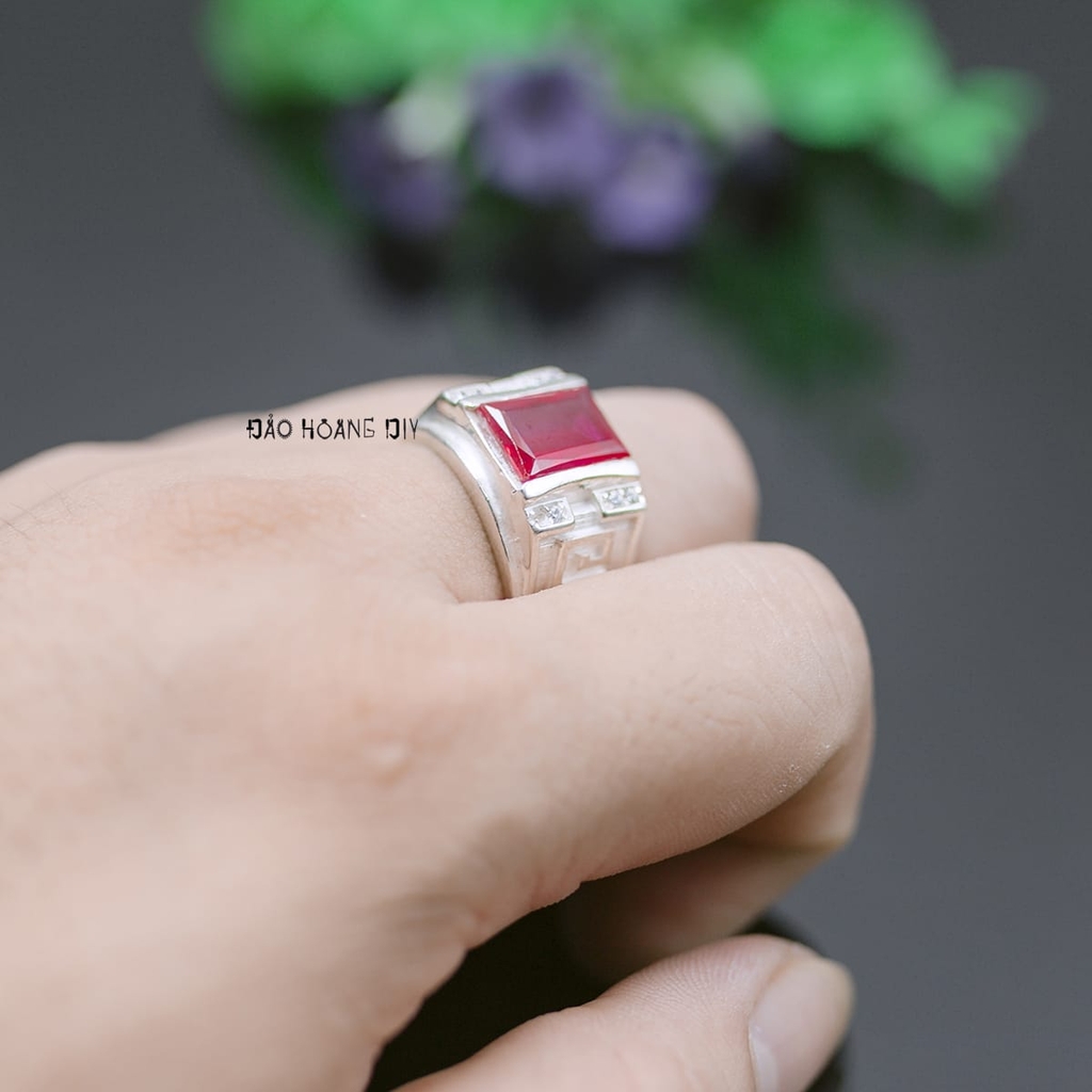 Nhẫn Bạc Nam Phong Thủy Đá Đỏ N2408080011
