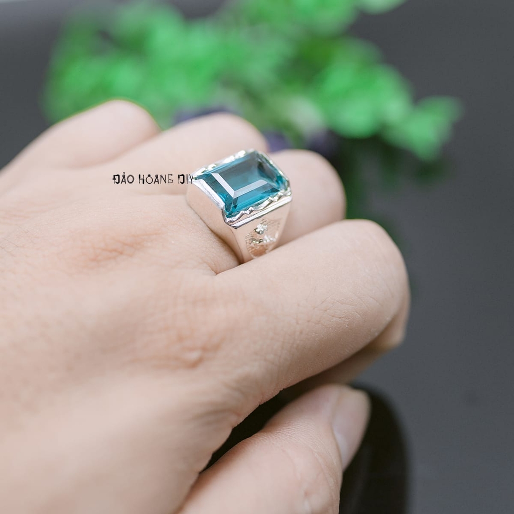 Nhẫn Bạc Nam Phong Thủy Đá Xanh Dương N2408200002
