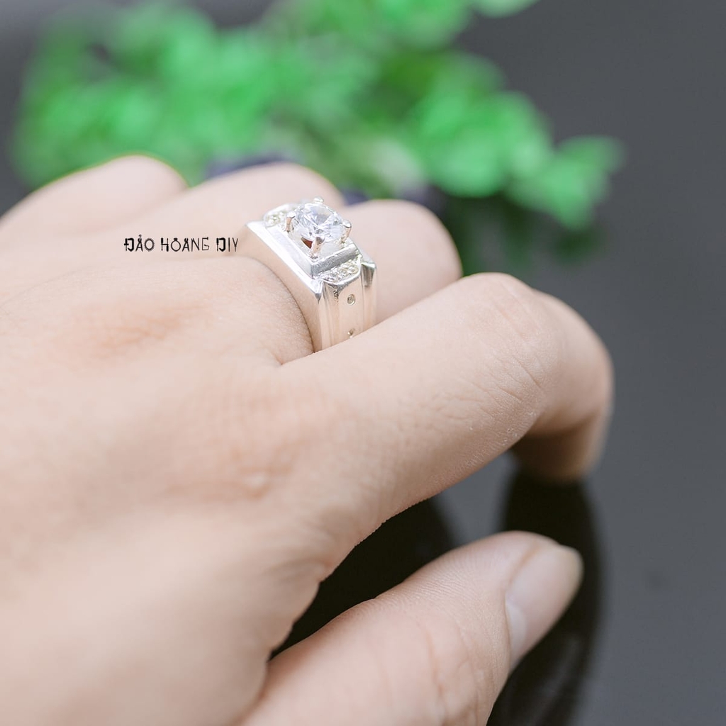 Nhẫn Bạc Nam Phong Thủy Đá Trắng N2408200010