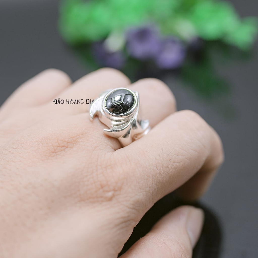 Nhẫn Bạc Nam Phong Thủy Đá Đen N2407090005
