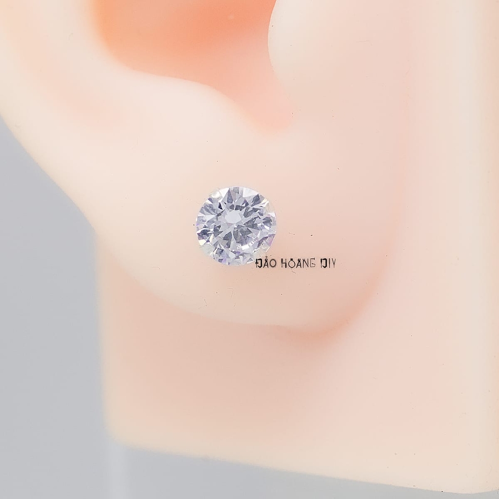 Bông Tai Bạc Kiểu Nụ Đá Trắng Tròn 2 Size