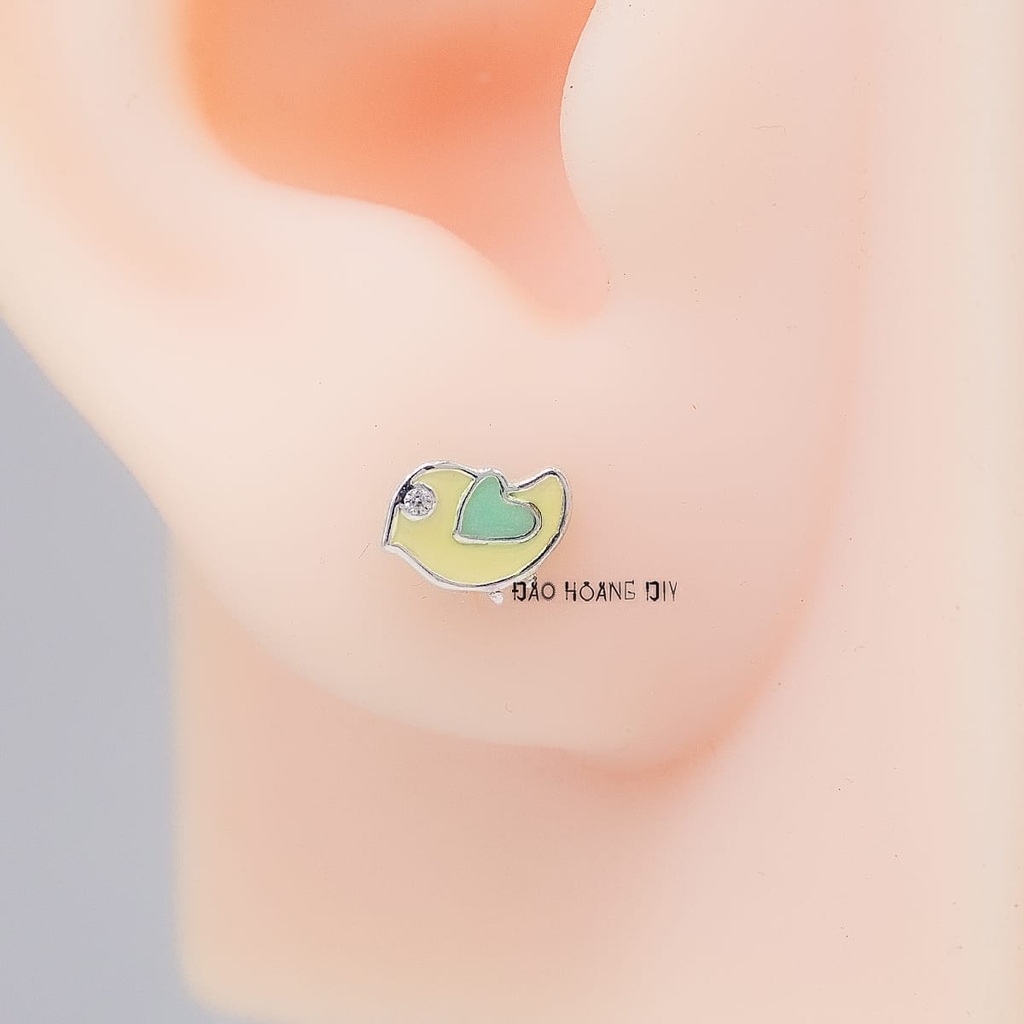 Bông Tai Bạc Cho Bé S925 Kiểu Nụ Chim Vàng Nhỏ Xinh H2410220043