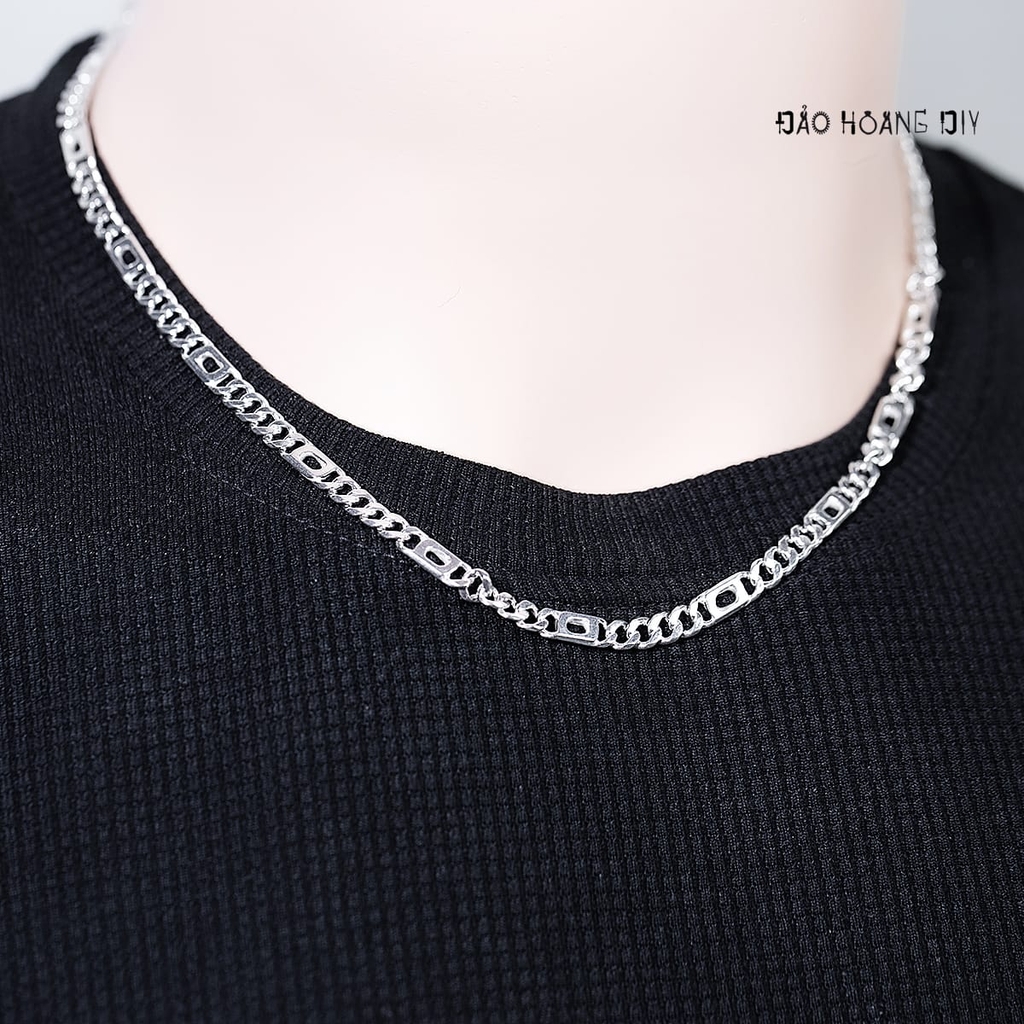 Dây Chuyền Bạc Nam Kiểu Dây Đơn Mix Mắt Dẹt Dài D2411160033