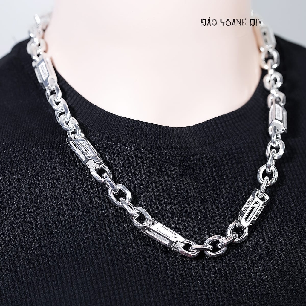 Dây Chuyền Bạc Nam Ống Đúc Cứng Cáp Kiểu Nam Tính Mạnh Mẽ D2411230007