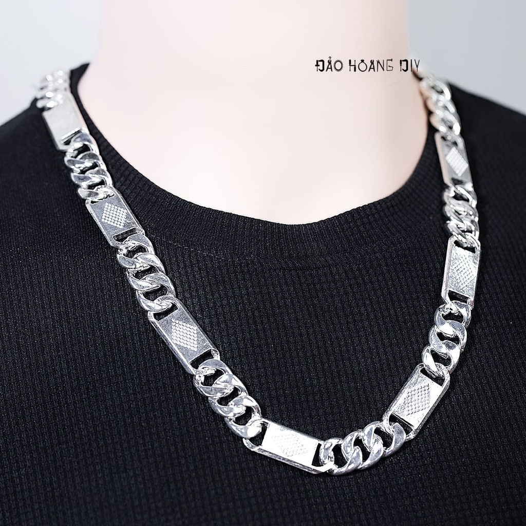 Dây Chuyền Bạc Nam Mắt Dẹt Kiểu Phay Quả Trám D2411230013