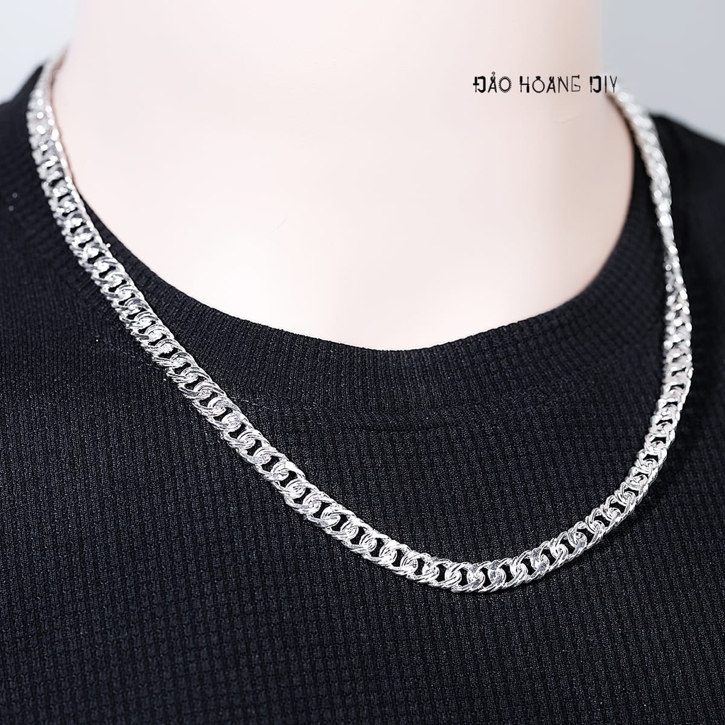Dây Chuyền Bạc Nam Mắt Xích Kiểu Tròn Dẹt Size Nhỏ D2411230020