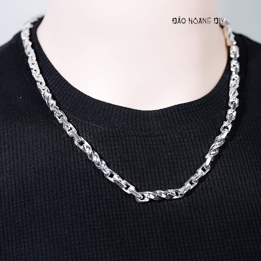 Dây Chuyền Bạc Nam Kiểu Sợi Xoắn Nhiều Size