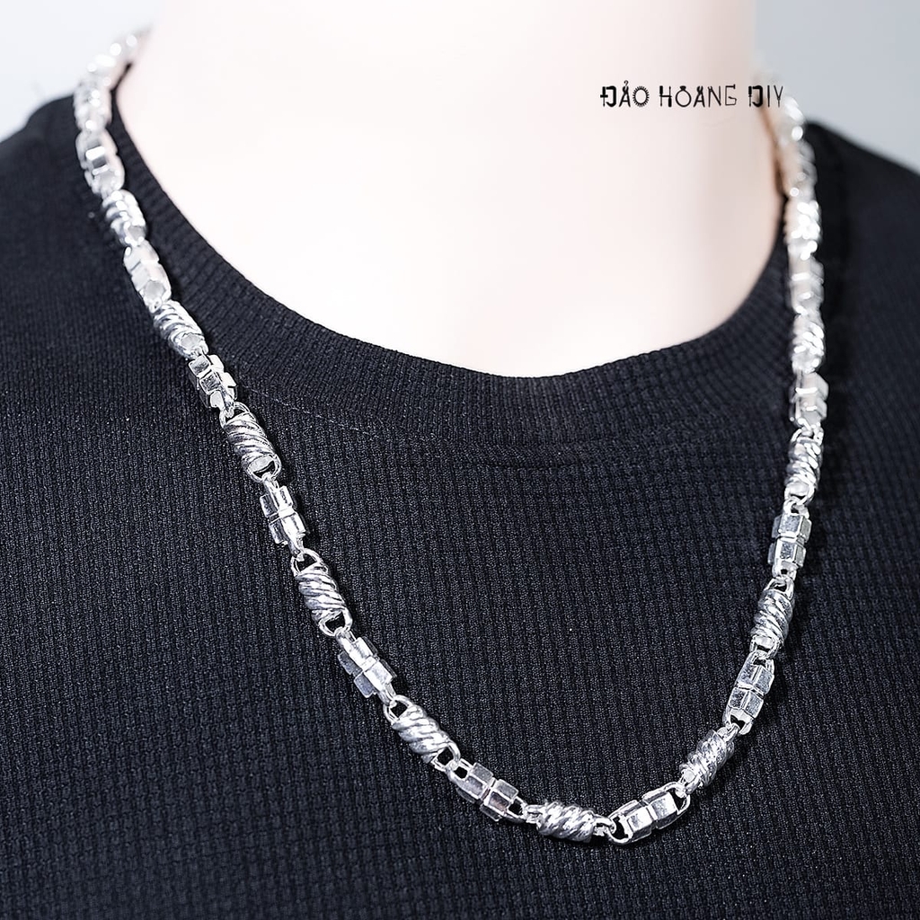 Dây Chuyền Bạc Nam Ống Đúc Kiểu Xoắn Sợi D2411230008