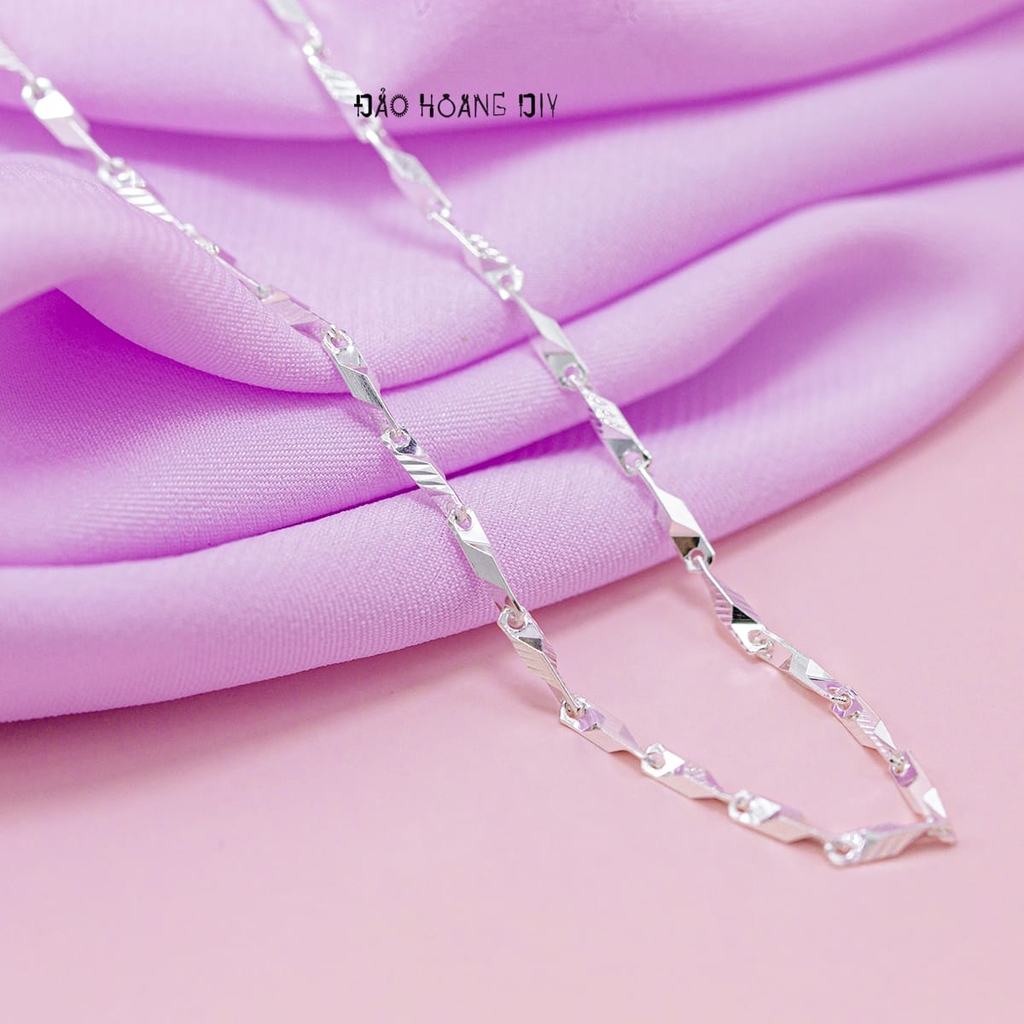 Dây Chuyền Bạc Nữ S999 Sợi Đặc Trơn Mix Sợi Phay Chéo D2411150065