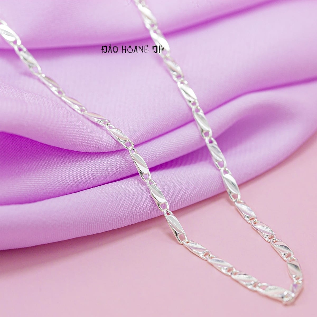 Dây Chuyền Bạc Ta Nữ Kiểu Dây Dẹt Mắt Dài Mảnh Mai Duyên Dáng D2411150032