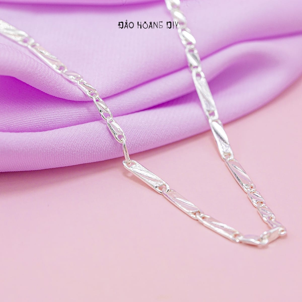 Dây Chuyền Bạc Ta Nữ Kiểu Dây Dẹt Mắt Dài Mảnh Mai Duyên Dáng D2411150033