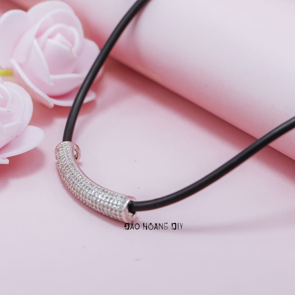 Dây Chuyền Da Nữ Mặt Bạc Đính Đá Tấm Nhiều Style