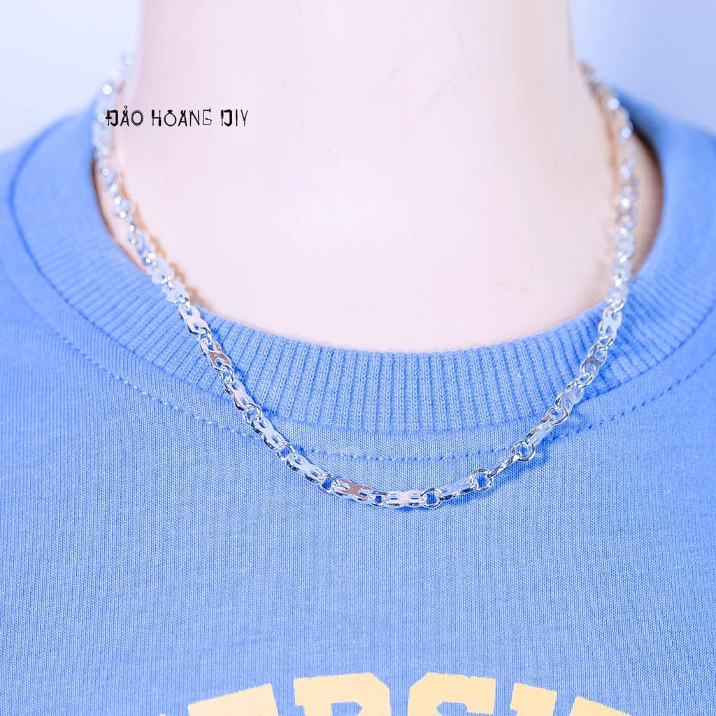 Dây Chuyền Bạc Cho Bé Mắt Xích Số 8 Dày Cứng Cáp D2411120049