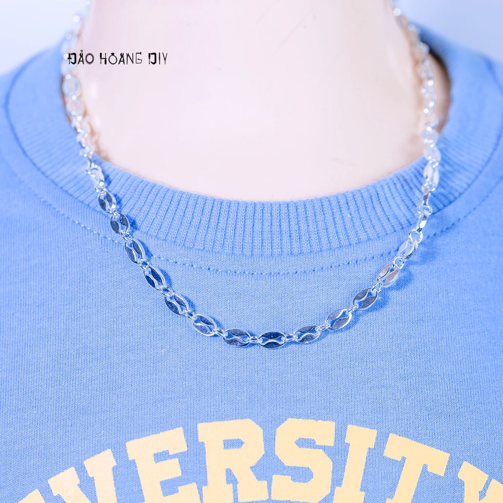 Dây Chuyền Bạc Cho Bé Mắt Xích Kiểu Hạt Cafe Sáng Tạo D2411120050