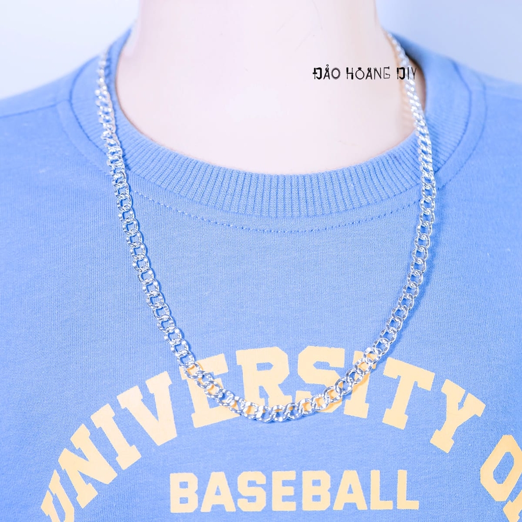 Dây Chuyền Bạc Cho Bé Kiểu Mắt Xích Thưa Bản To  D2411120048