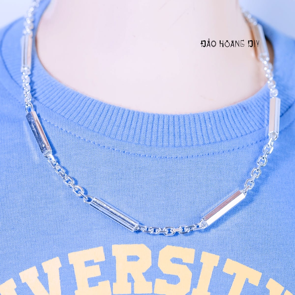 Dây Chuyền Bạc Cho Bé Kiểu Ống Đúc Dài Trơn Cứng Cáp D2411120003