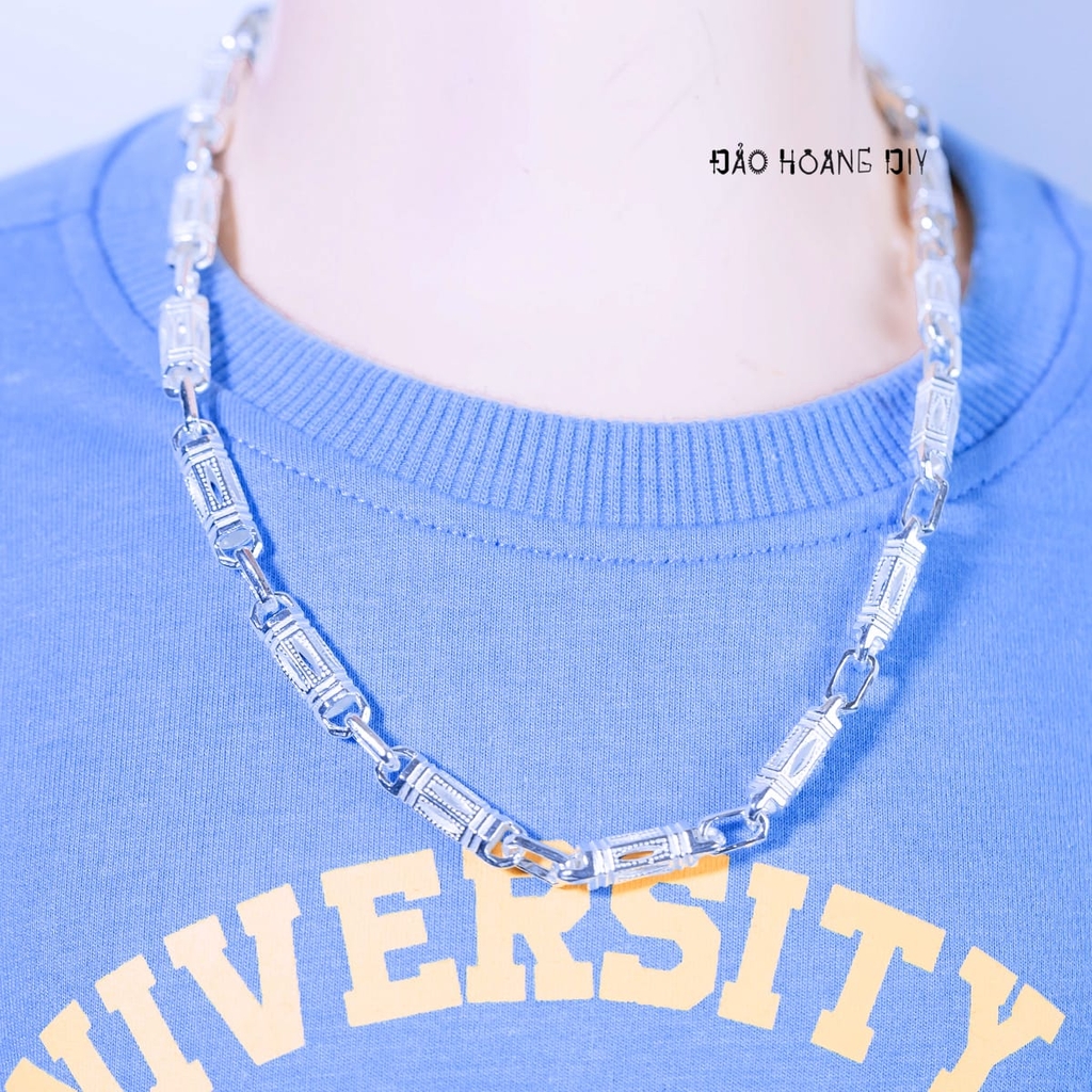 Dây Chuyền Bạc Cho Bé Kiểu Ống Đúc Bản To Cá Tính Phong Cách D2411120004