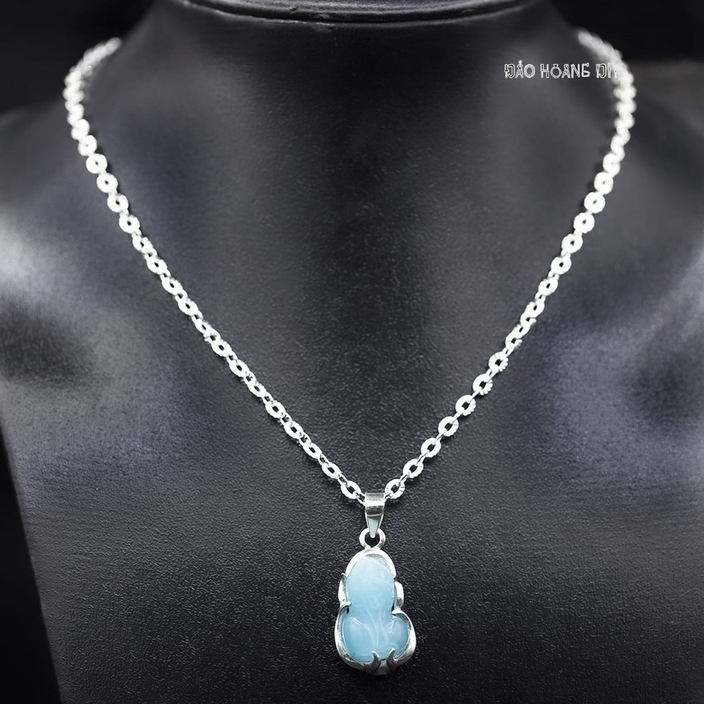 Mặt Dây Chuyền Bạc Nữ Phong Thủy Tỳ Hưu Đá Xanh Dương