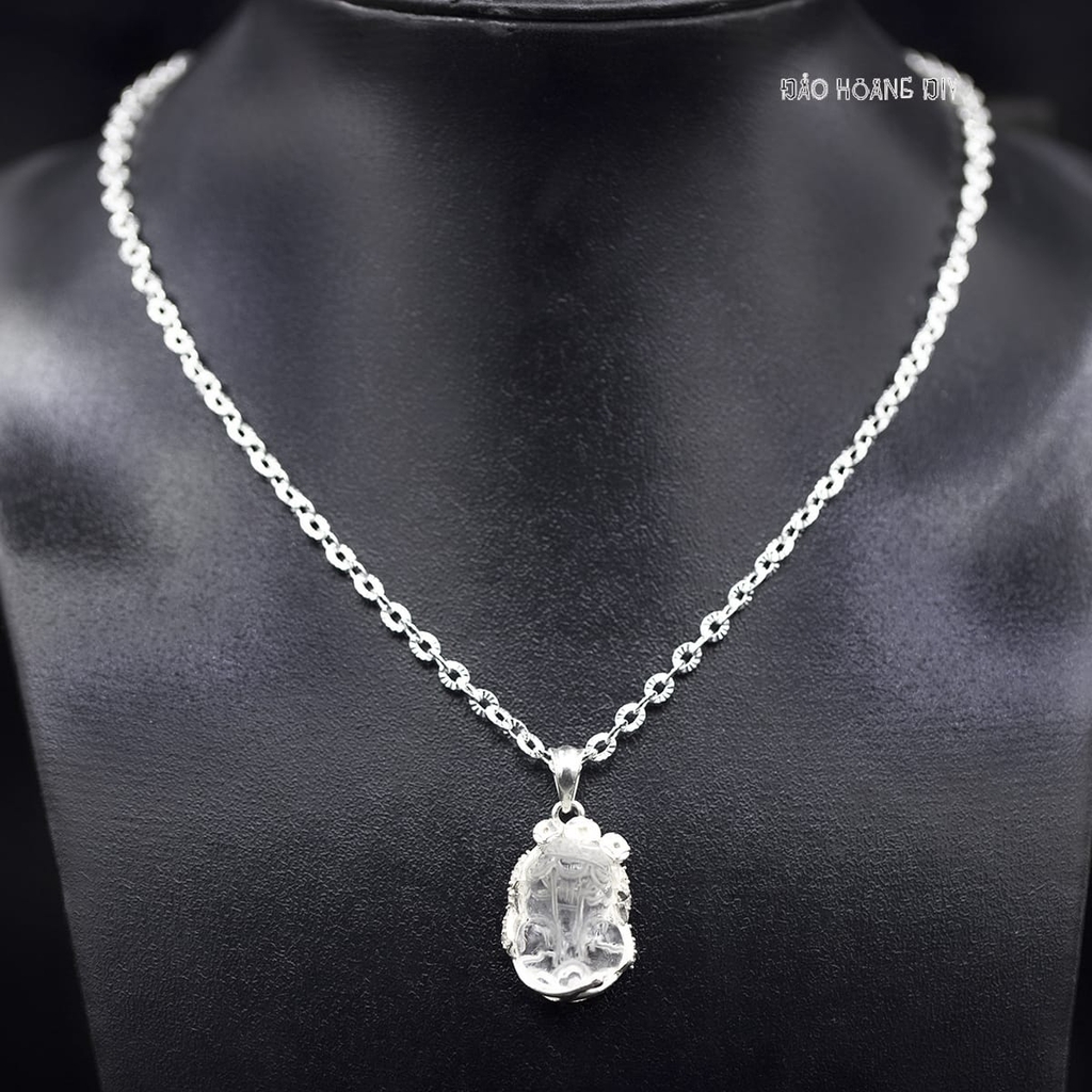 Mặt Dây Chuyền Bạc Nữ Phong Thủy Tỳ Hưu Đá Trắng M2409250021