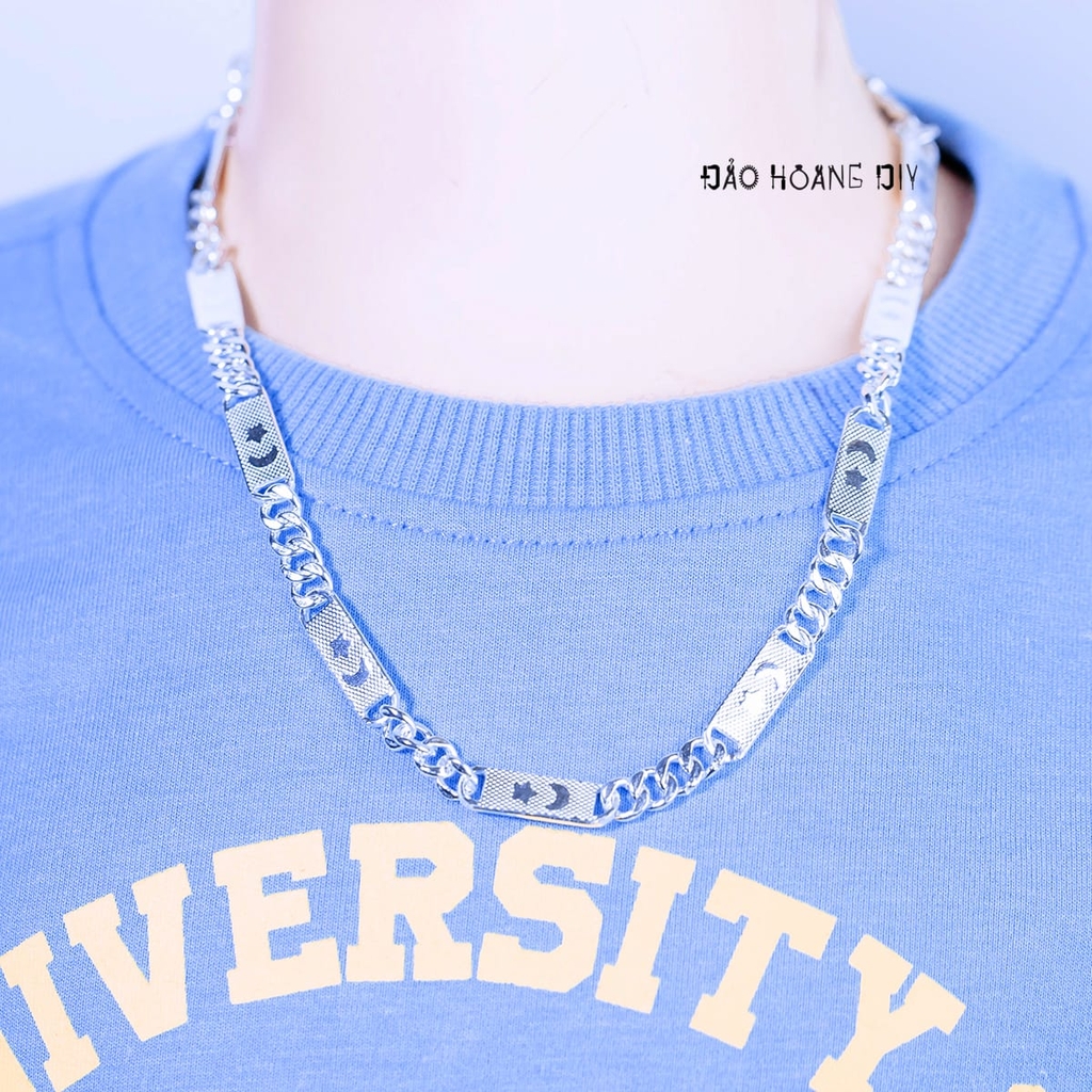 Dây Chuyền Bạc Cho Bé Bản Dẹt Hình Trăng Sao D2411120013