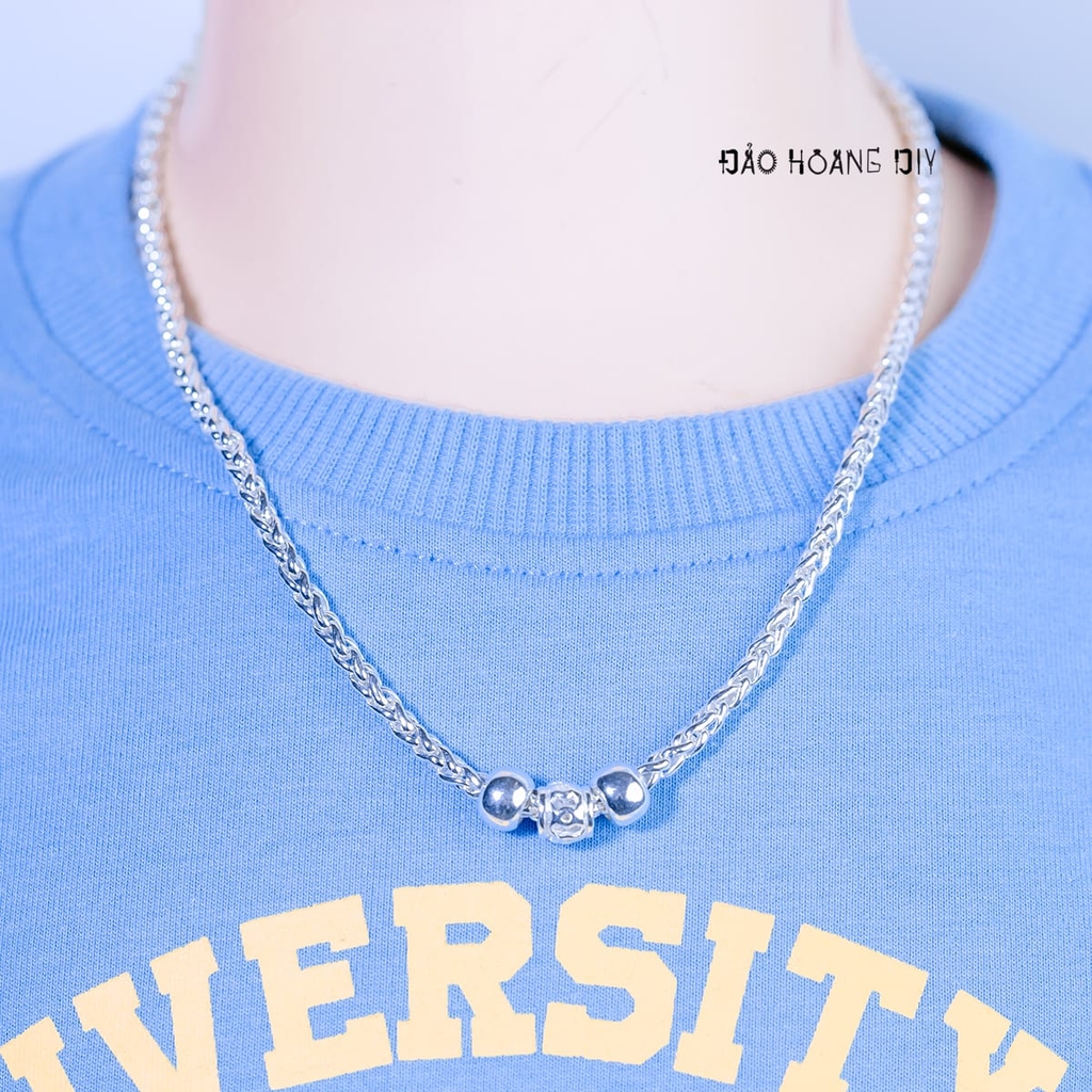 Dây Chuyền Bạc Cho Bé Kiểu Dây Dừa Bền Đẹp Mặt Trống Nhỏ Xinh D2411090018
