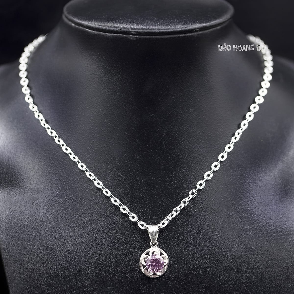 Mặt Dây Chuyền Bạc Nữ Phong Thủy Hoa 5 Cánh Đá Hồng M2409250043