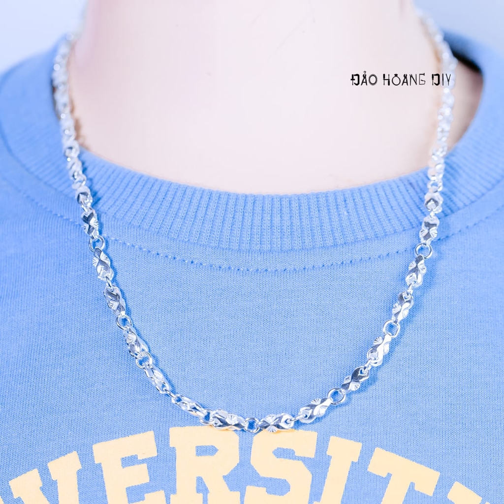 Dây Chuyền Bạc Cho Bé Ống Dẹt Kiểu Hoa Văn Xinh Xắn D2411120025