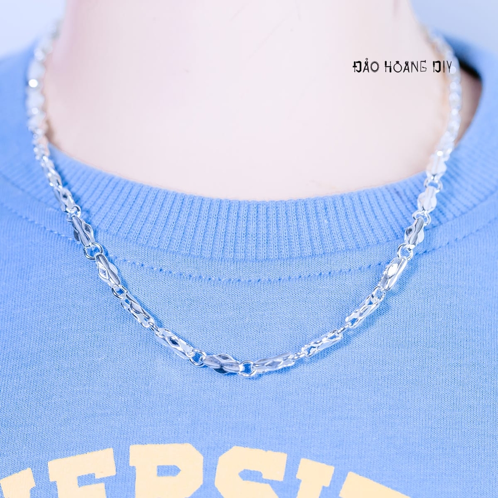 Dây Chuyền Bạc Cho Bé Ống Dẹt Kiểu Hoa Văn Đơn Giản Dễ Thương D2411120006