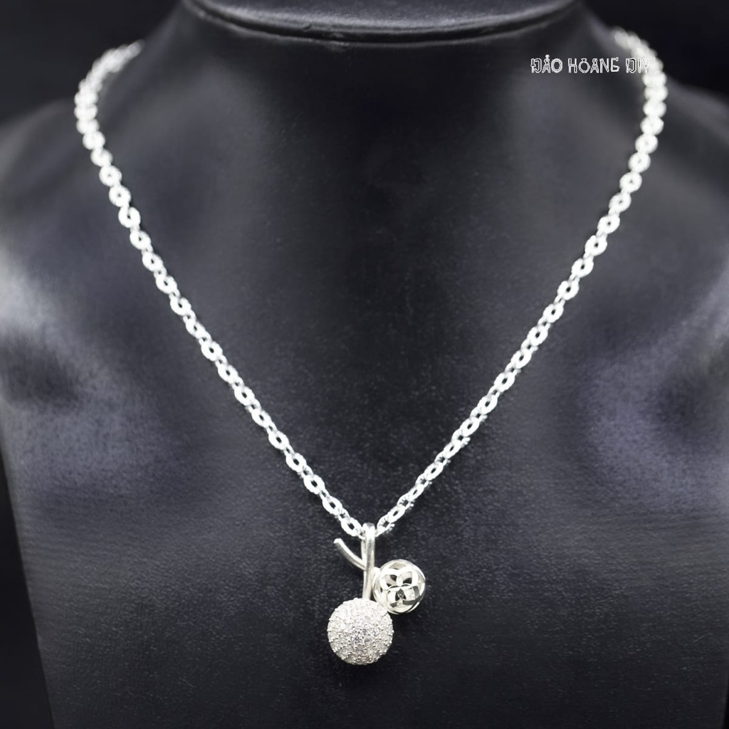 Mặt Dây Chuyền Bạc Nữ Hình 2 Quả Cầu Đính Đá Đẹp Sang Trọng M2409220002