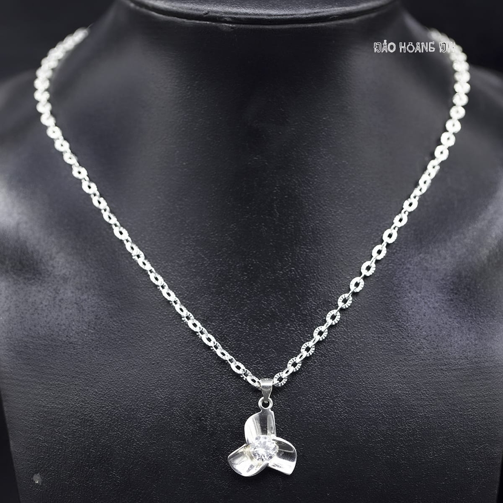 Mặt Dây Chuyền Bạc Nữ S925 Hoa 3 Cánh Trơn Đá 7 Ly M2409230040