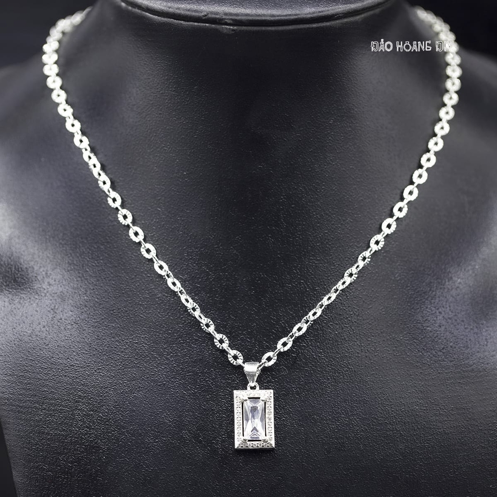 Mặt Dây Chuyền Bạc Nữ Đá Chữ Nhật Sang Trọng M2409230026