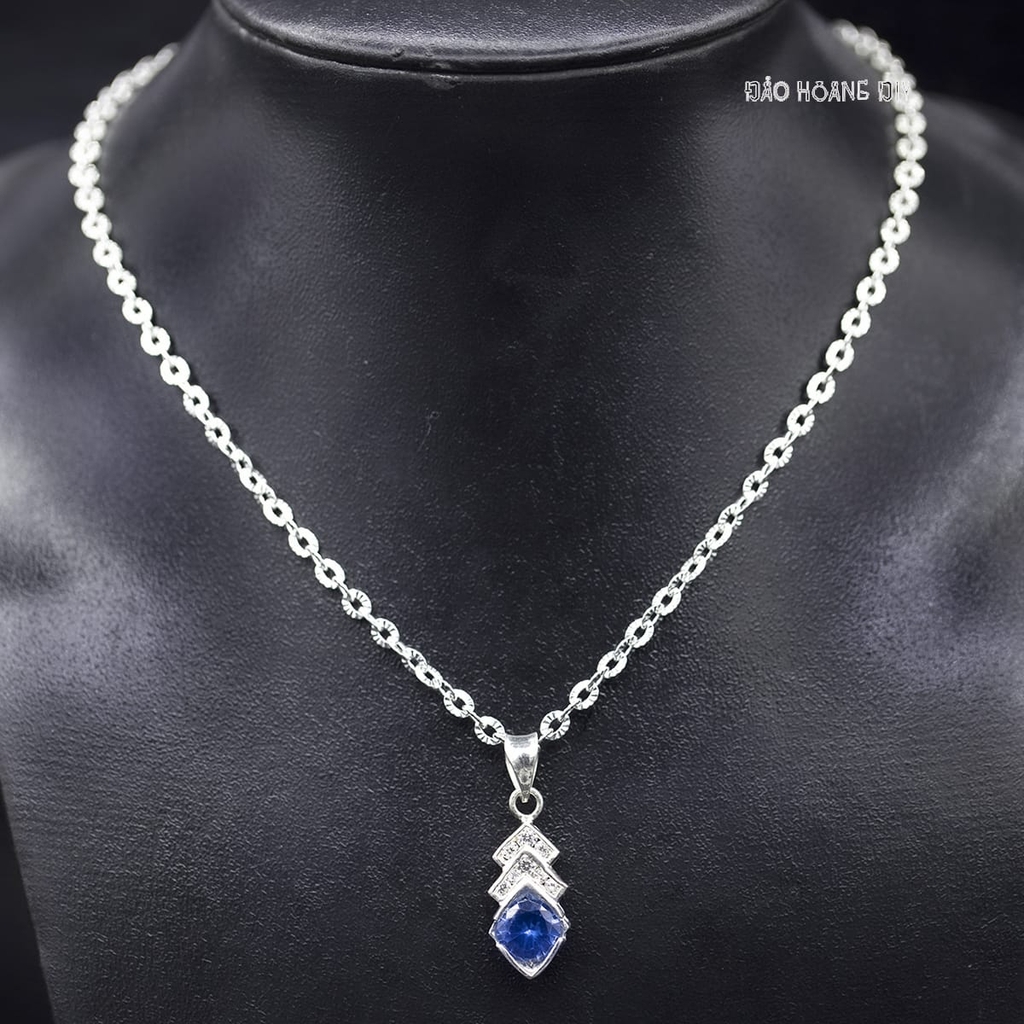 Mặt Dây Chuyền Bạc Nữ S925 Đá Xanh Dương 8 Ly M2409220047