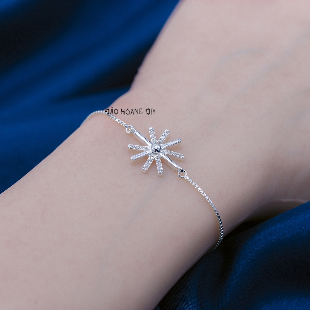Lắc Tay Bạc Nữ S925 Sợi Mì Vuông Hậu Duệ Mặt Trời Nhiều Size
