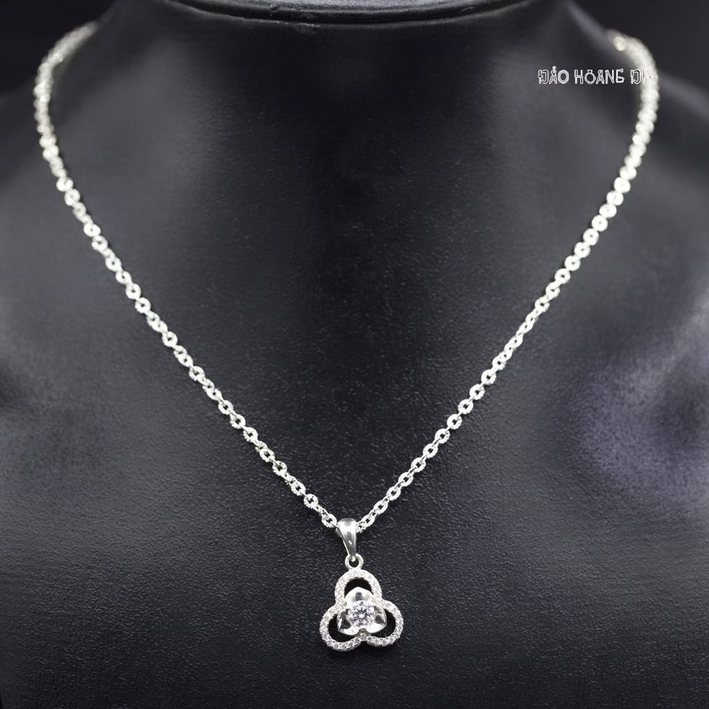 Mặt Dây Chuyền Bạc Nữ S925 Hoa 3 Cánh Đính Đá Đẹp M2409230001