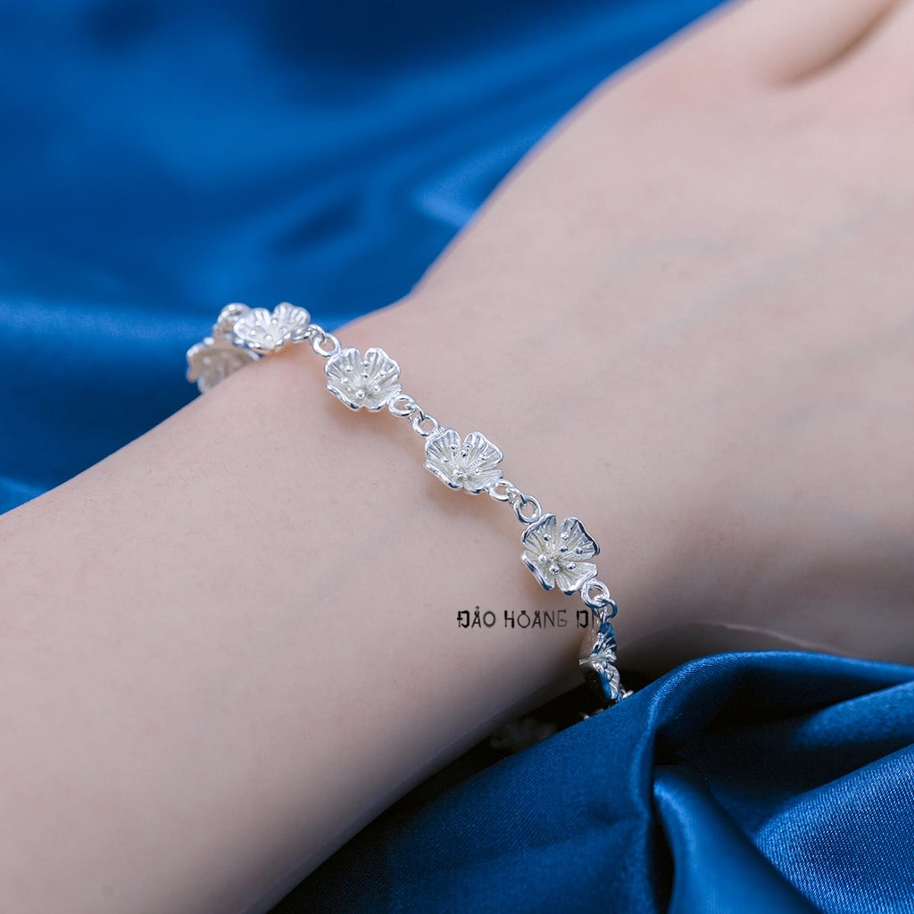 Lắc Tay Bạc Nữ S990 Nguyên Chất Hoa Mai 4 Cánh  L2410070061
