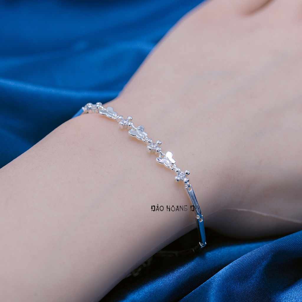 Lắc Tay Bạc Nữ S990 Hình Cánh Bướm Và Hoa Nhỏ Xinh L2410070034