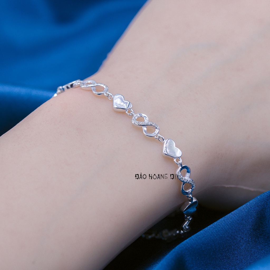 Lắc Tay Bạc Nữ S990 Nguyên Chất Trái Tim Vô Cực L2410070028
