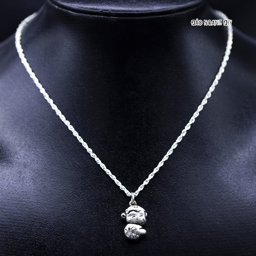 Mặt Dây Chuyền Bạc Trẻ Em S925 Hình Con Khỉ Đeo 2 Mặt M2409270004