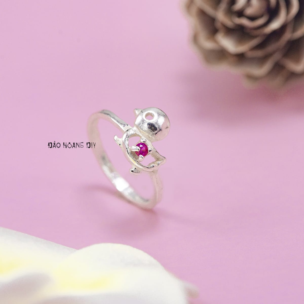 Nhẫn Bạc Trẻ Em Hình Con Vịt Gắn Đá Đỏ N2409030060