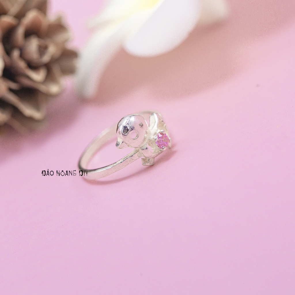 Nhẫn Bạc Trẻ Em Hình Con Vịt Gắn Đá Hồng N2409030057