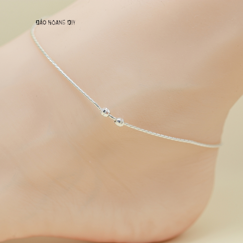 Lắc Chân Bạc Nữ Kiểu Dây Sợi Mì Tròn Hạt Tròn Chuyển Động L2410140041